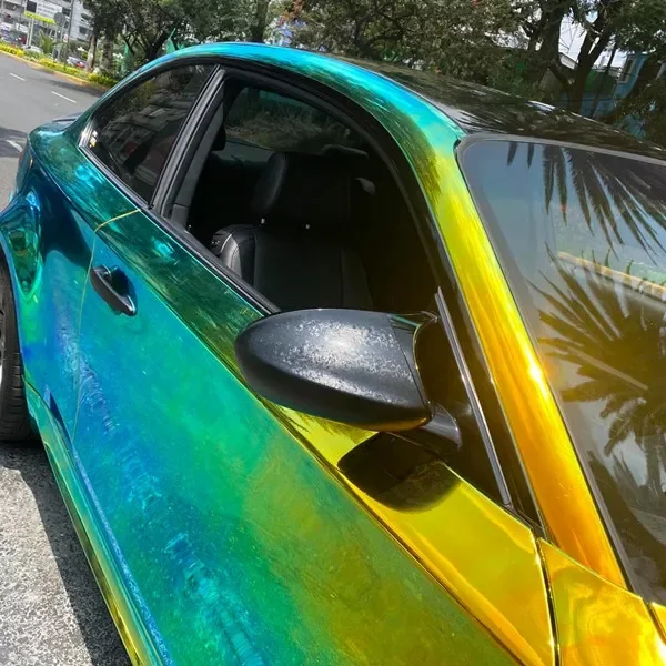 1.52*20m Rainbow Plating Gold Glossy Mirror Chrome Pvc Self Adhesive Bubble Free Car Wrap Car Sticker Vinyl Film