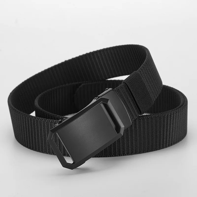 Custom Adjustable Mens Elastic Fabric Belt Jeans Polyester Belts Automatic Buckle Outdoor Nylon Fabric Belts