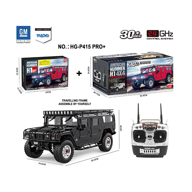 Hengguan TRASPED HG-P415 PRO OFFICIAL LICENSED PRODUCT 1/10 RC car 2.4G Full Scale 4X4 American Civilian Hummer H1 rc car 4x4