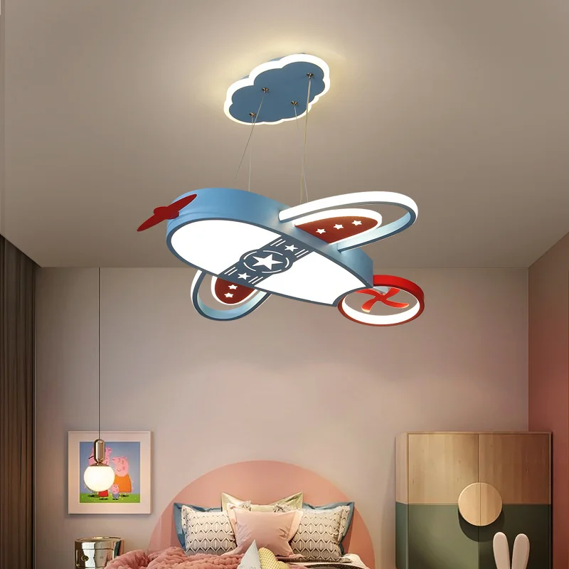 New Design Airplane Model Color Changed Dimmable Boy Room Kids Room Lamp Cartoon Led Ceiling Pendant Light