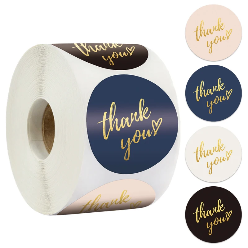 1.5inch Durable Self Adhesive Waterproof Gold Foil Thank You Stickers labels for Small Business Packaging, Envelopes Seal