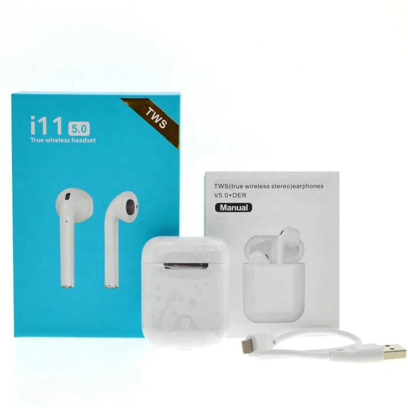 Best true stereo earbuds 5.0 wireless earphone tws i11 with USB connector
