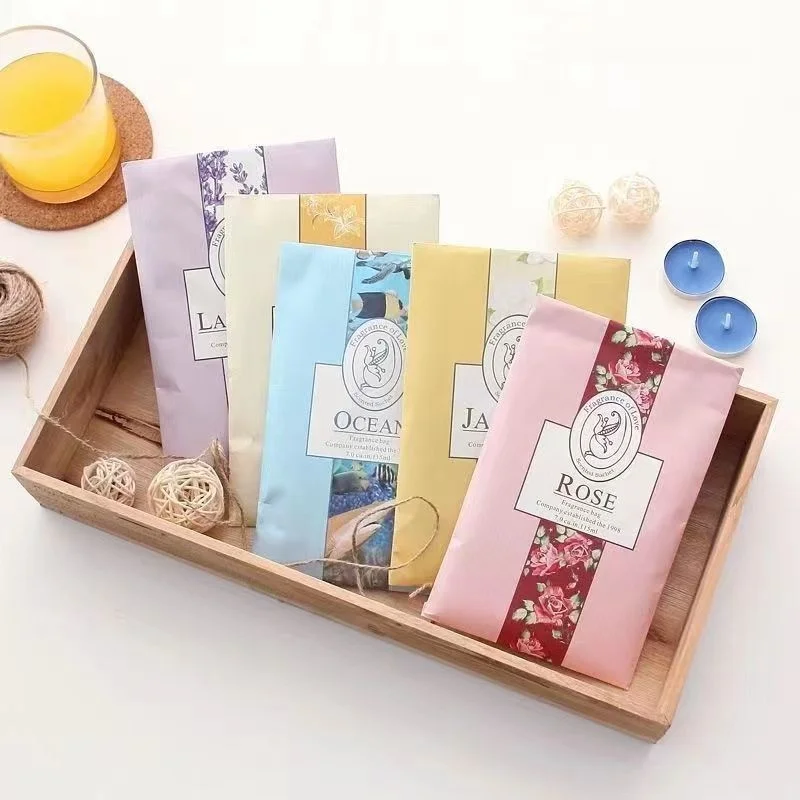 Top Quality Long Lasting Closet Fragrance Lavender Jasmine Rose Scents Vermiculite Stone hanging envelope Sachet