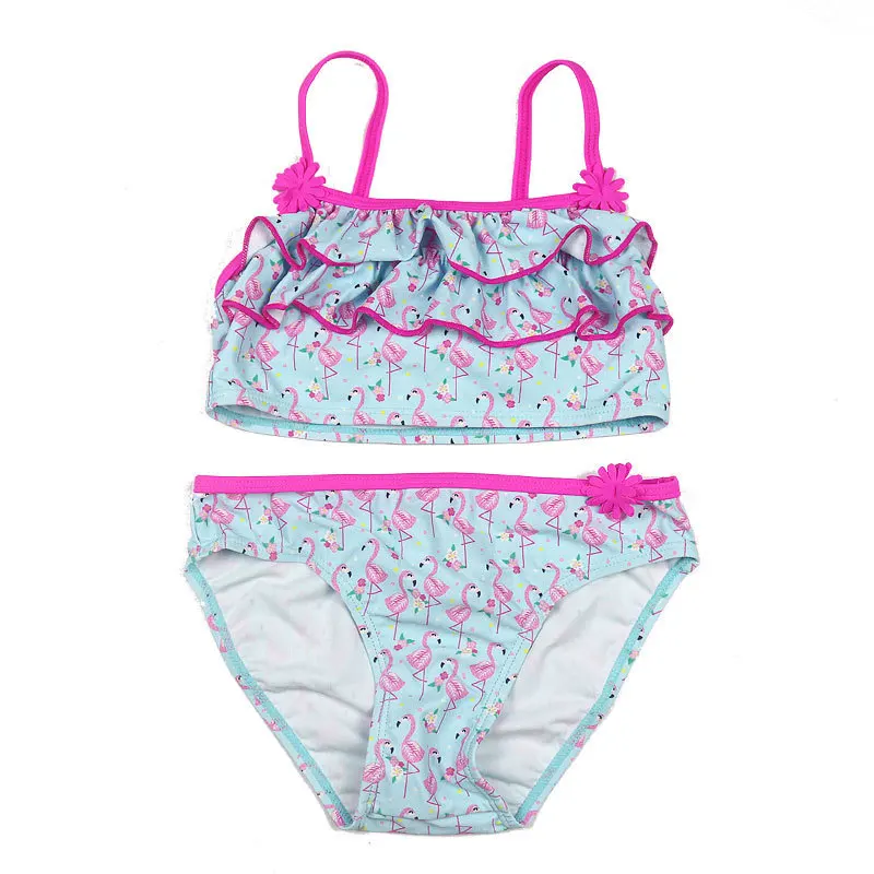 Petrel Lucky ODM/OEM Maillot De Bain Femme, комплект из 2 предметов с принтом фламинго для маленьких девочек 4-12 лет, купальный костюм, купальник, бикини, пляжная одежда