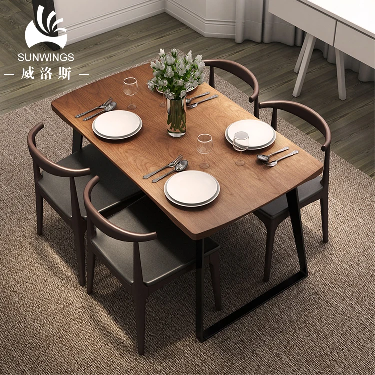 Factory Wholesale Cheap Kitchen Home Furniture Dining Table Set 6 Chairs Modern 1 Piece Dining Room Panel Support MDF Wooden