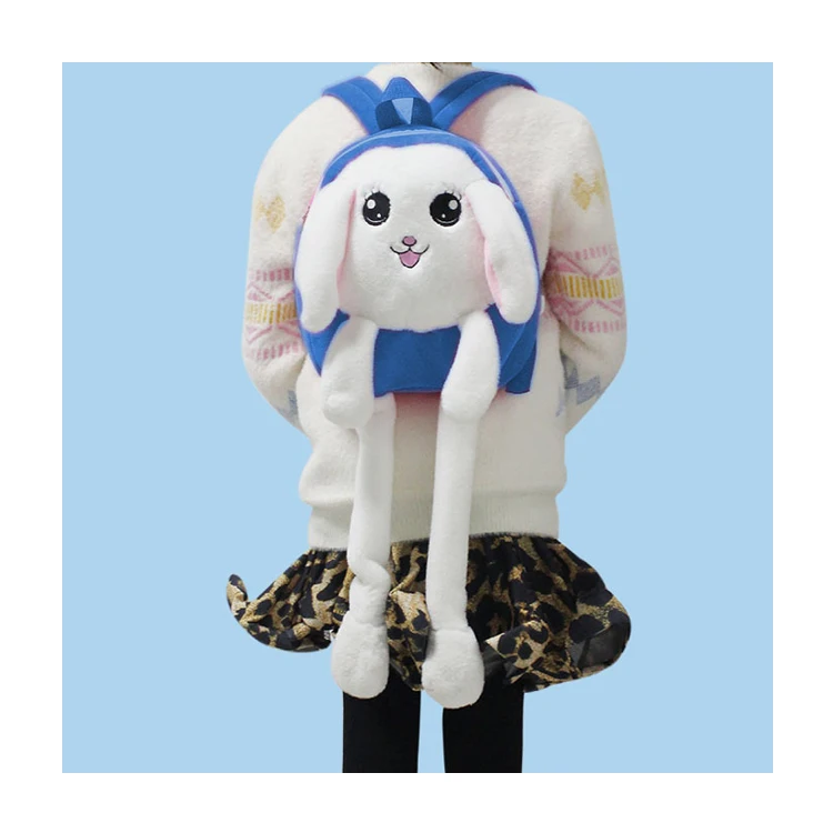 Kawaii Japanese White Rabbit Bunny Backpack School Shoulder Bag Plush Toy Kids Children Girls Girlfriend Student Birthday Gifts