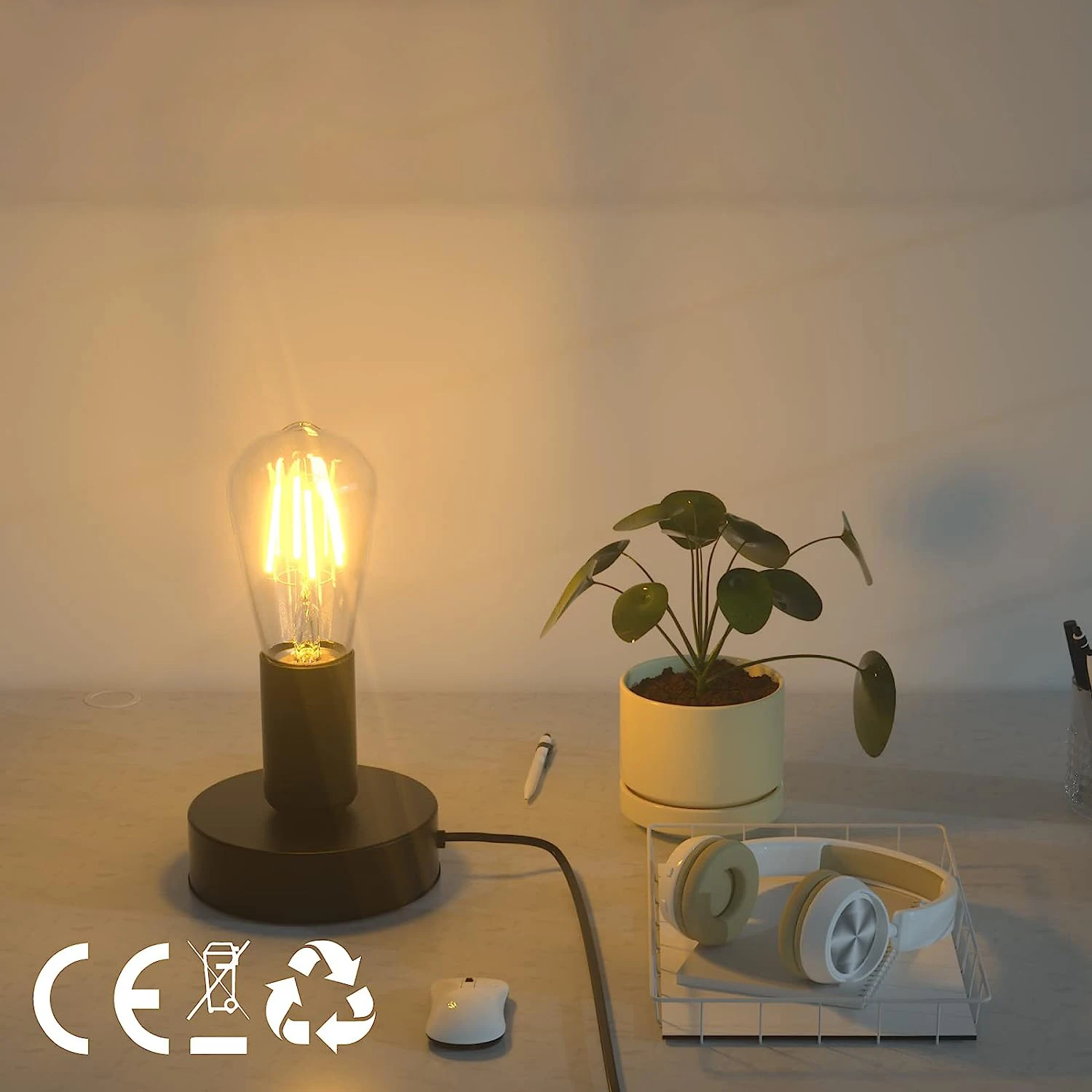 Factory Outlet Polished Metal Desktop Lamp Base E26 E27 Screw Light Bulb Holder With Black Cord 304 Switch Plug