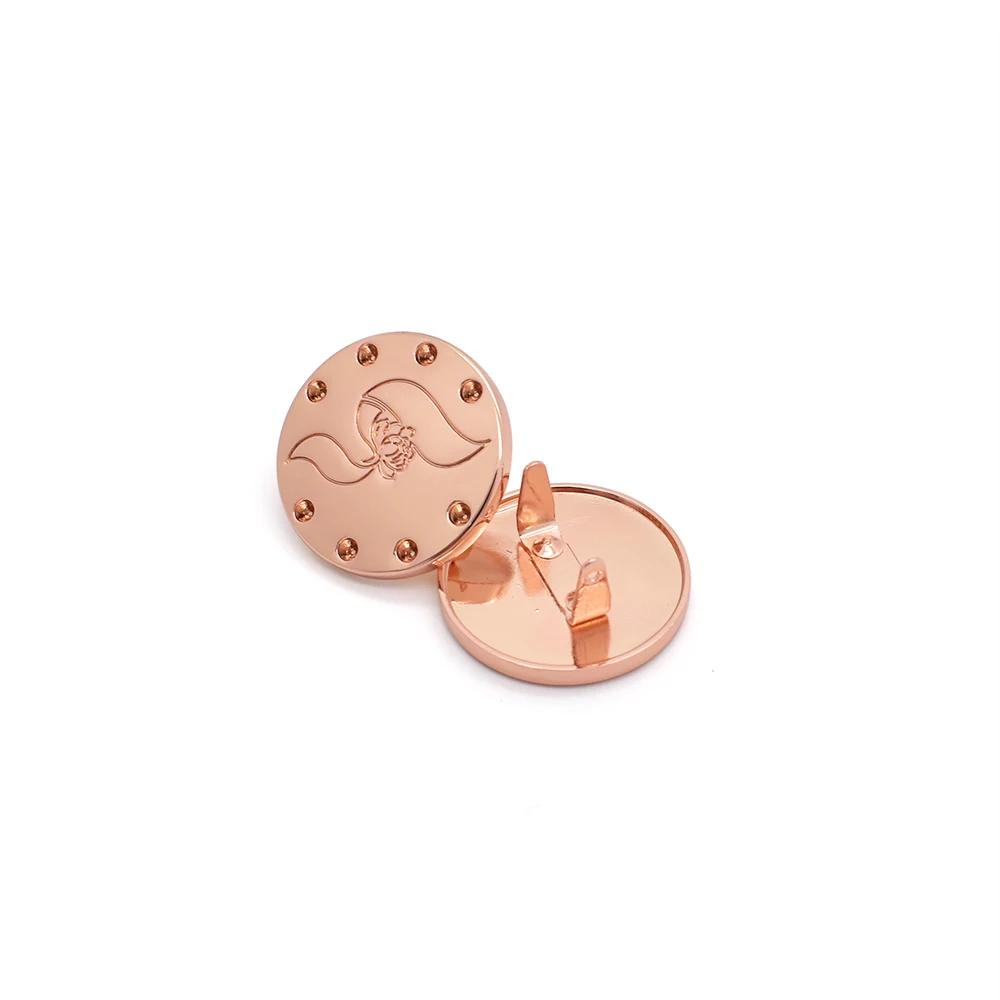 Clothing Accessories Round Metal Custom Engraving Logo Rose Gold Bag Label Brand Name Tag Plate for Handbag