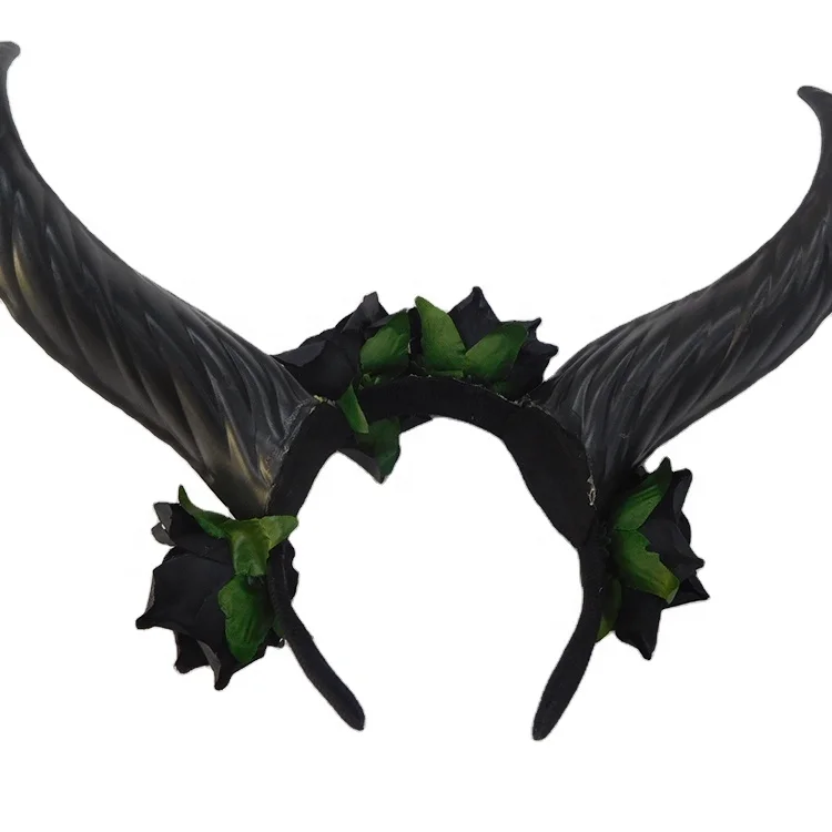 custom made ox horns with black flowers headband for Carnival celebration