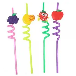 Красочные кудрявые Симпатичные соломинки для детского дня рождения многоразовые пластиковые питья