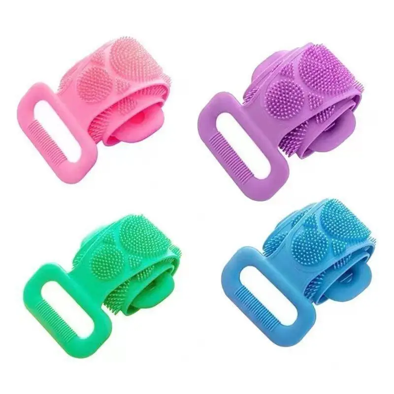 Bathroom Essential Massage Cleaning Soft Silicone Long Bath Belt for Rubbing Back