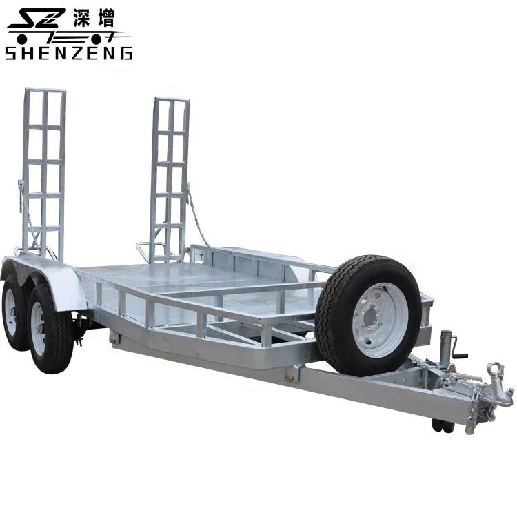 Tandem axle box cage excavator trailer with ramp used for car