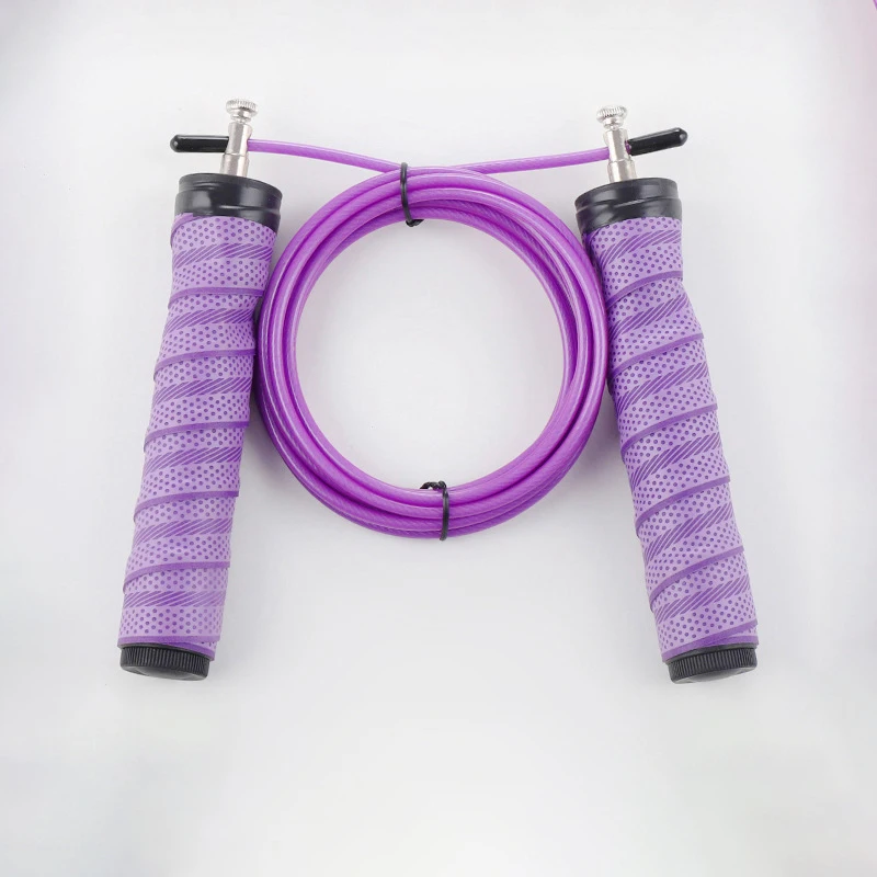 Low price sweat absorbing racing bearing wire gym skipping rope weighted jump rope pvc fitness equipment