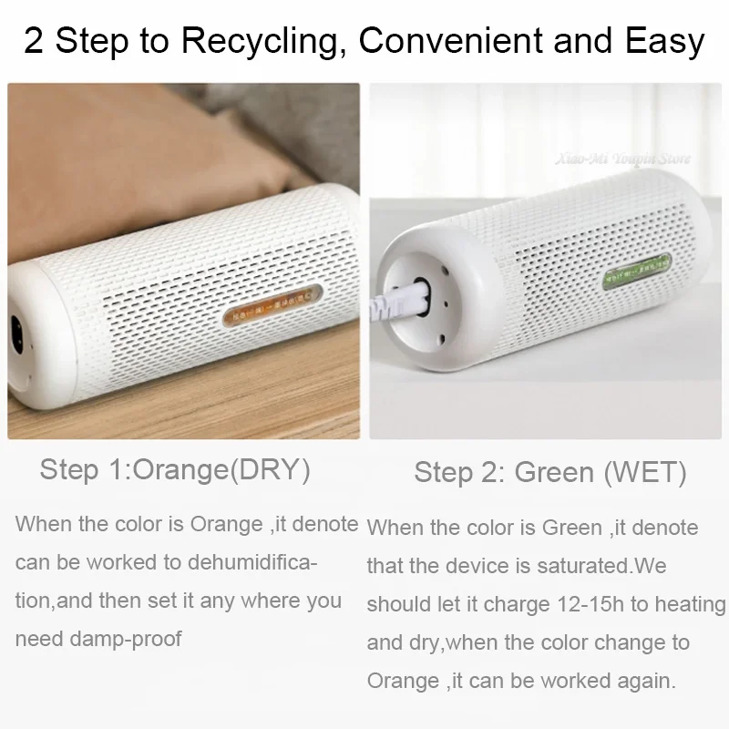 
Xiaomi Deerma DEM-CS10M Mini Dehumidifier For Home Wardrobe Air Dryer Clothes Dry Heat Dehydrator Moisture Absorbe 