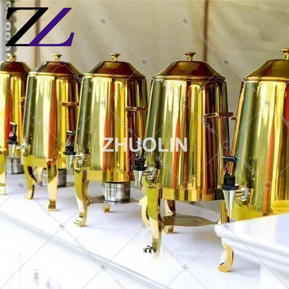 Buffet commercial retail 13L hot water dispenser tea thermos milk dispenser gold copper stainless steel electric coffee urn