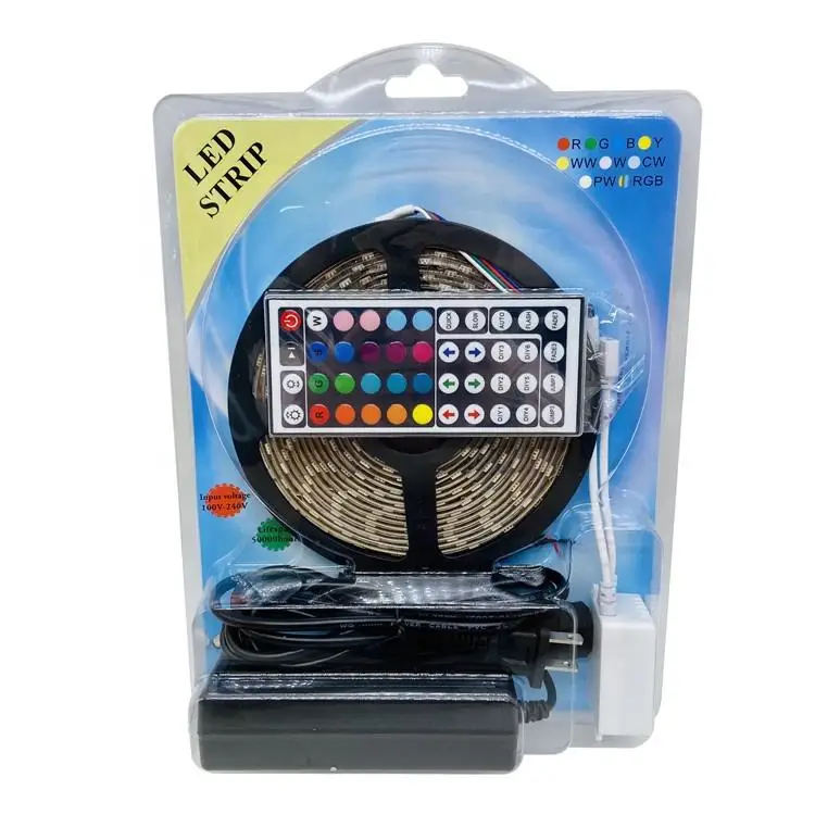 LED SMD 44 Key Remote 12V US Power Kit Full 5M RGB 5050 Waterproof Strip light