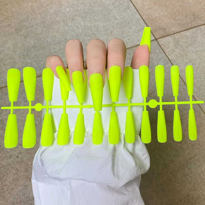 Solid Color Matte Super Long Coffin False Nail Ballet Press on Nails Tips for Nails Art Artificial Fingernails