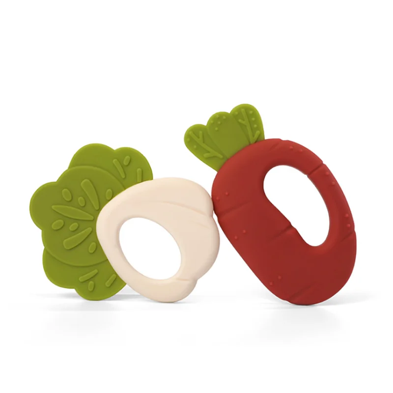 Индивидуальные Детские Жевательные китайские Капустные редиски Силиконовые Прорезыватели Bpa Детские бесплатные игрушки для прорезывания зубов