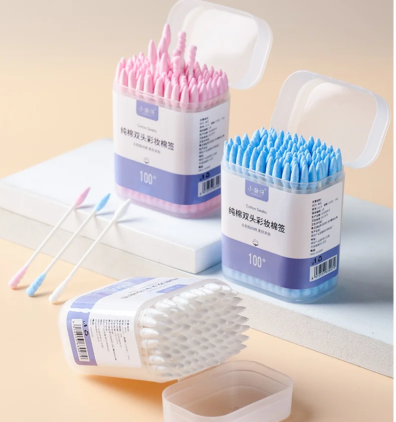 100 frosted boxes, paper reels, colorful makeup cotton swabs, double-headed cleaning and ear-scraping.