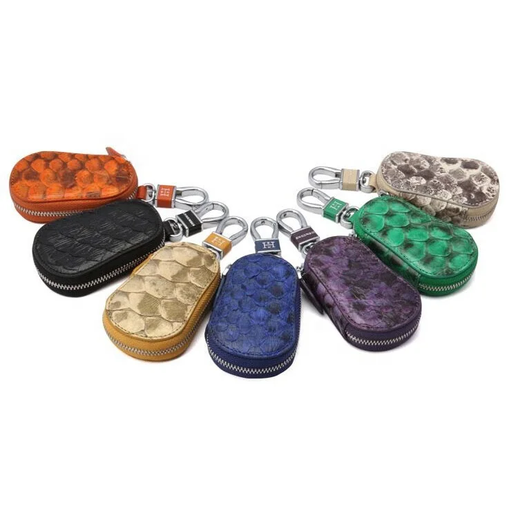 HS Jewelry роскошный черный кожаный чехол для автомобильных ключей питона