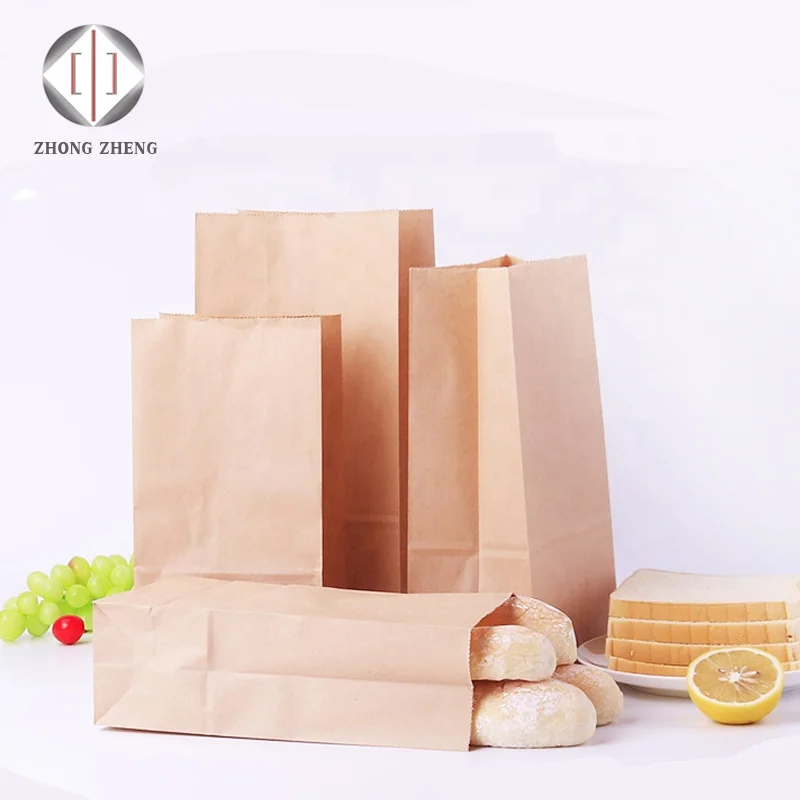 Custom Printed Mini Food Grade Donuts Food Bags Kraft Paper in White Carrying Bag Bread Bags