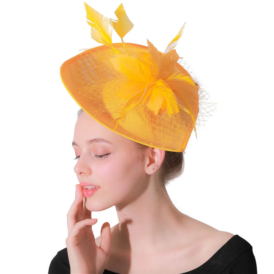 SD012 Quality Birdcage Veil Brides Elegant Feather New Design Ladies Wedding Hair Fascinator Hats for Ladies