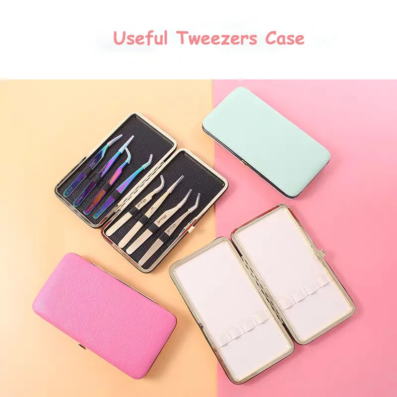 Hot sale eyelash tweezers case private label tweezer case higa quality metal PU storage cases