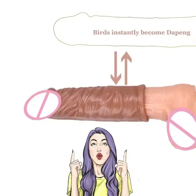 14cm Real Touch Feeling Realistic Silicone Male Penis Sleeve Extender Cock Enlargement Extra Dildo Sleeve Condom For Men
