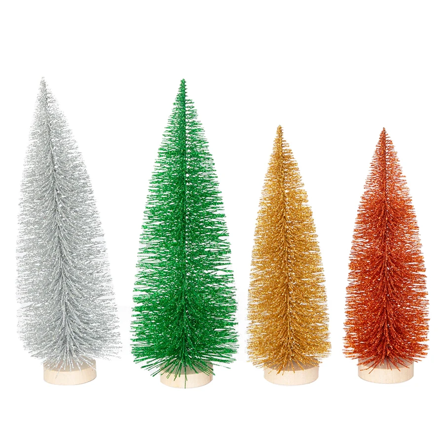 2023 New design Mini Sisal Bottle Brush Trees Models Miniature Christmas Trees Mini arvore de Natal Mini - arbol de Navidad