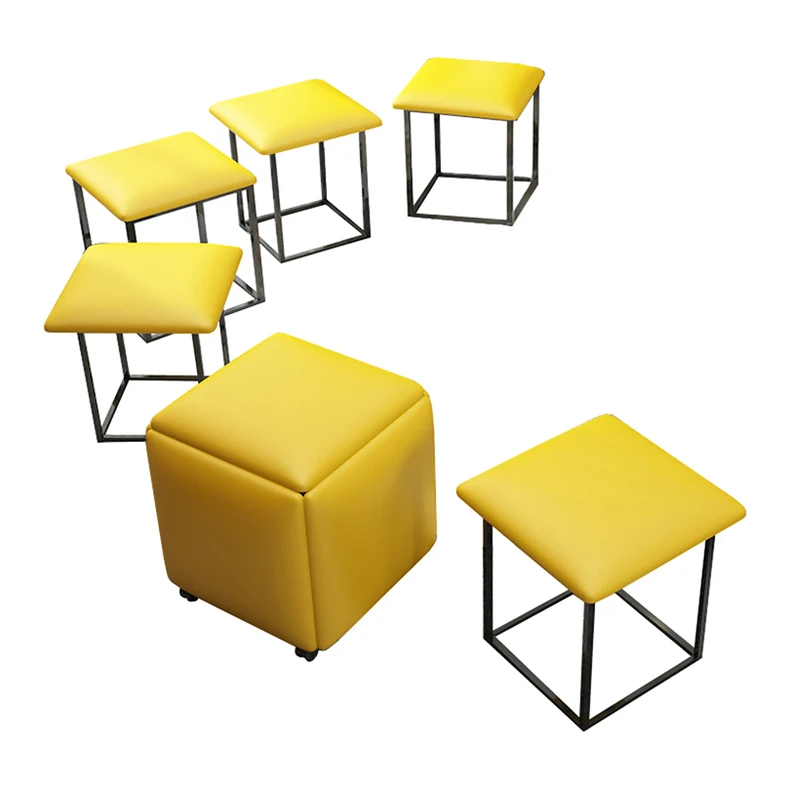 New Design 5 In 1 Leather Ottoman Stool Modern Simple Space Saving Chair