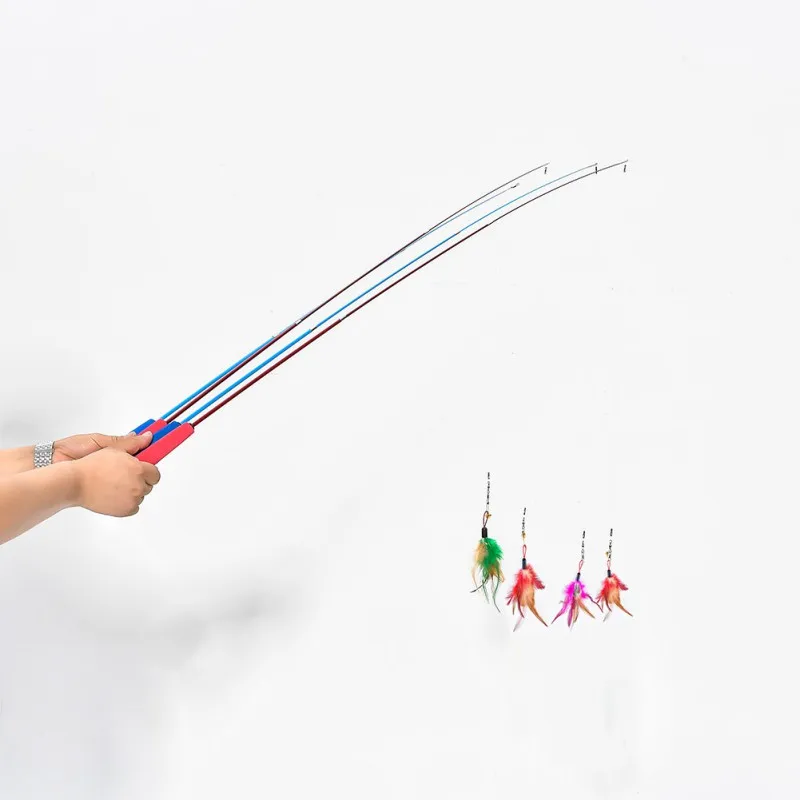  5Pcs/Lot Feather Refills for Wand Toy Cat Teaser Chicken Feathers Replacement With Bell Interactive