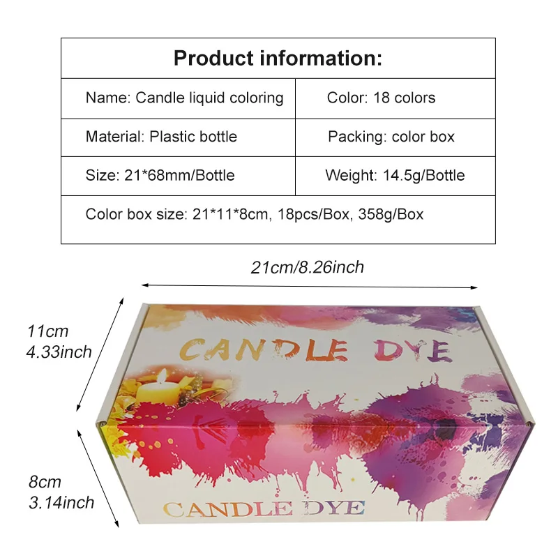 Wholesale High Quality 10ml Bottles 18 Colors Candle Liquid Dye Candle dye