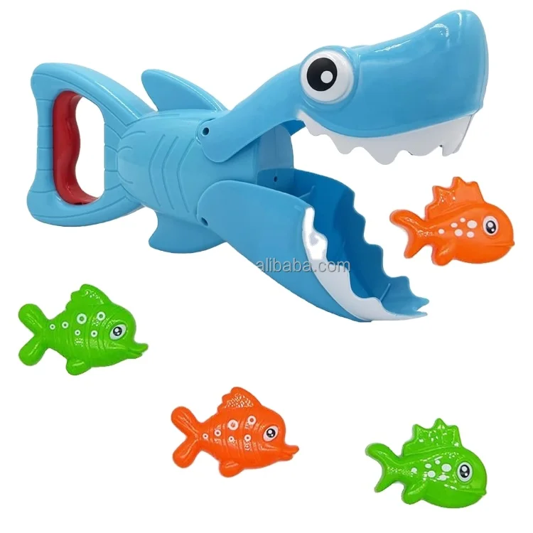 2021 Upgraded Blue Shark with Teeth Biting Action Include 4 Toy Fish Bath Toys  Boys Girls Swim Preschool Bath Toys