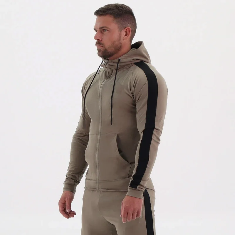 New Arrival Mens Slim Hoodies Custom Logo on Face Chest Embroidery Design Slim Body Heavy Weight Hoodies Men Full Zip Up Hoodie