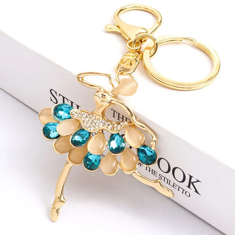 SX-143 Key Chain Metal Alloy Crystal Rhinestone Diamond Dancer Dancing Ballet Girl Keychain