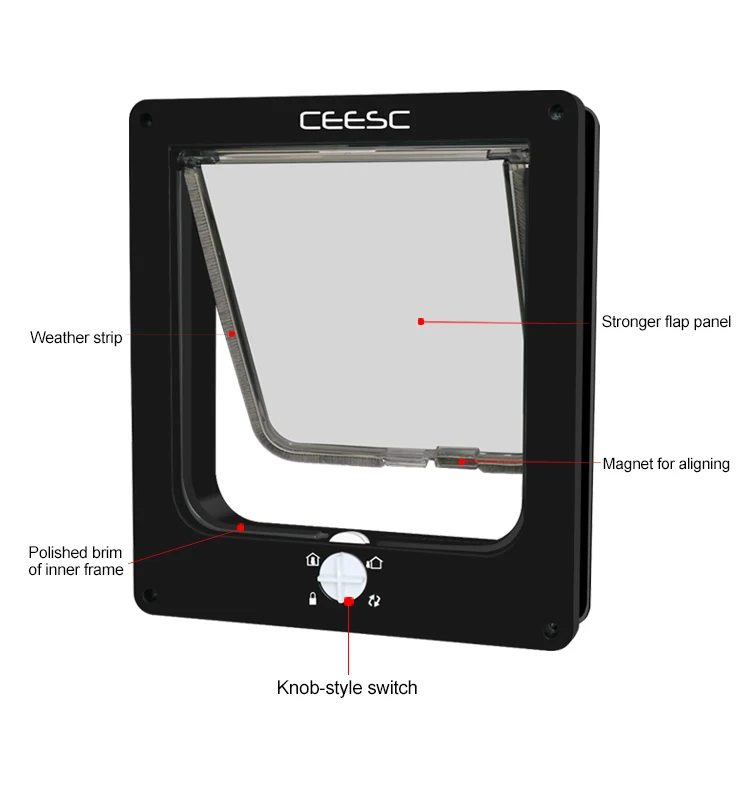 wholesales eco-friendly smart pet safe screen door with microchip dog cat door flap for wall