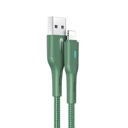 USAMS SJ425 Nylon Braided Smart Power off Fast Charging USB Lighting Data Cable for iPhone