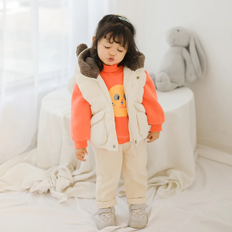 
Solid color thicken thermal winter warm 0-3-year old baby unisex vest sleeveless O-Neck wholesale baby vest 