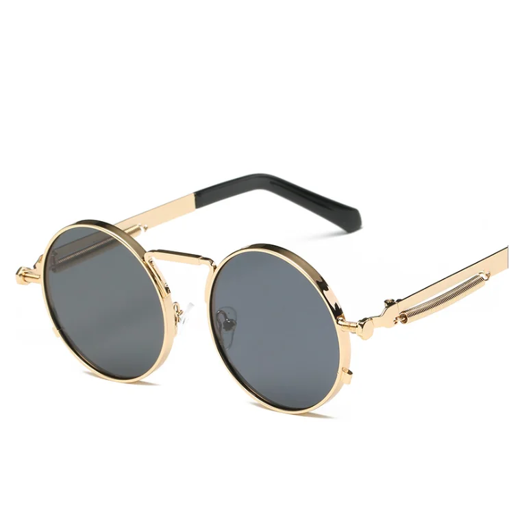 Wholesale Round Steampunk Men Women Coating Mirrored Vintage colorful Lenses Sunglasses