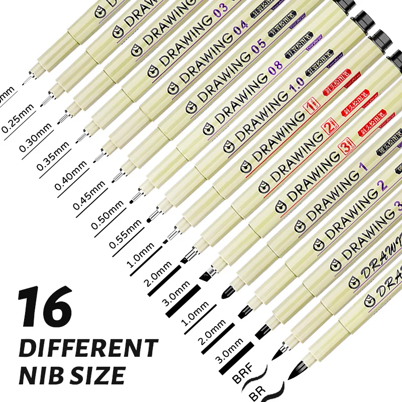 Good Quality Micro Fineliner Drawing Art Pens Multiline Black Needle Fine Point Drawing Pens Set