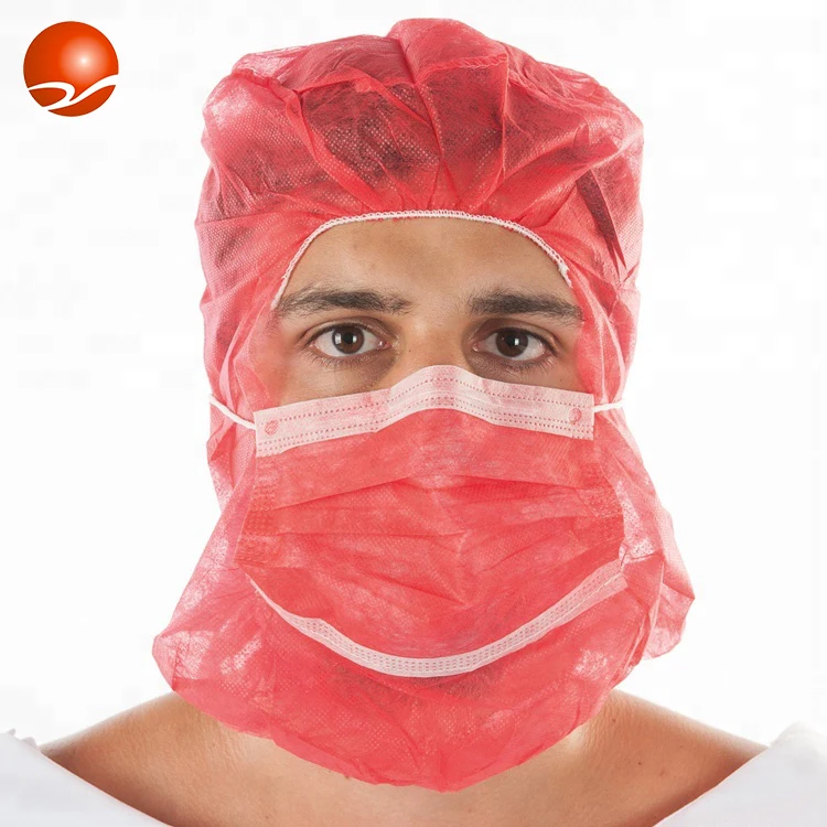 Disposable High Quality Wholesale Colorful Hood Head Cover Astronaut Cap with 3ply Face Mask