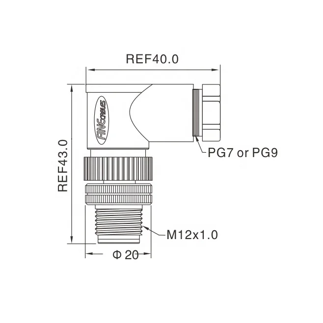 Finecables Electrical IP67 3 4 5 8pin Field Assembly Right Angel M12 Male Connector