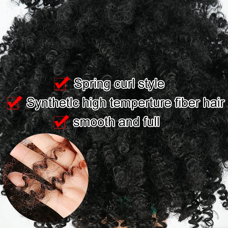 Julianna Hot Selling Short Curly High Puff Head Band Wigs Fluffy With Bangs Synthetic Afro Kinky Headband Wigs
