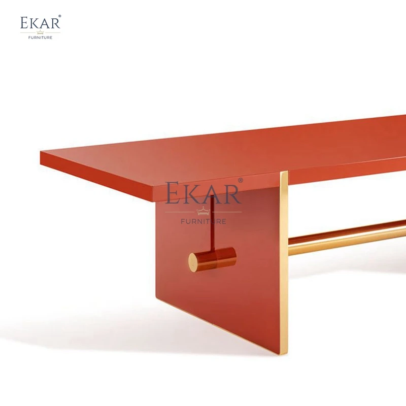 Modern Orange Rectangular Dining Table Set Sleek Design Sturdy Home Villa Restaurant Hospital Outdoor Living Room Furniture