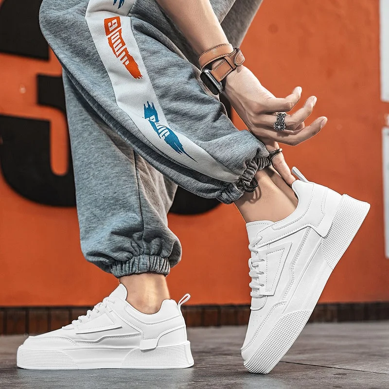 Wholesale Custom White  Leather Chaussures Hommes Men Casual 2022 Fashion Running Shoes Sneakers for Men Casual