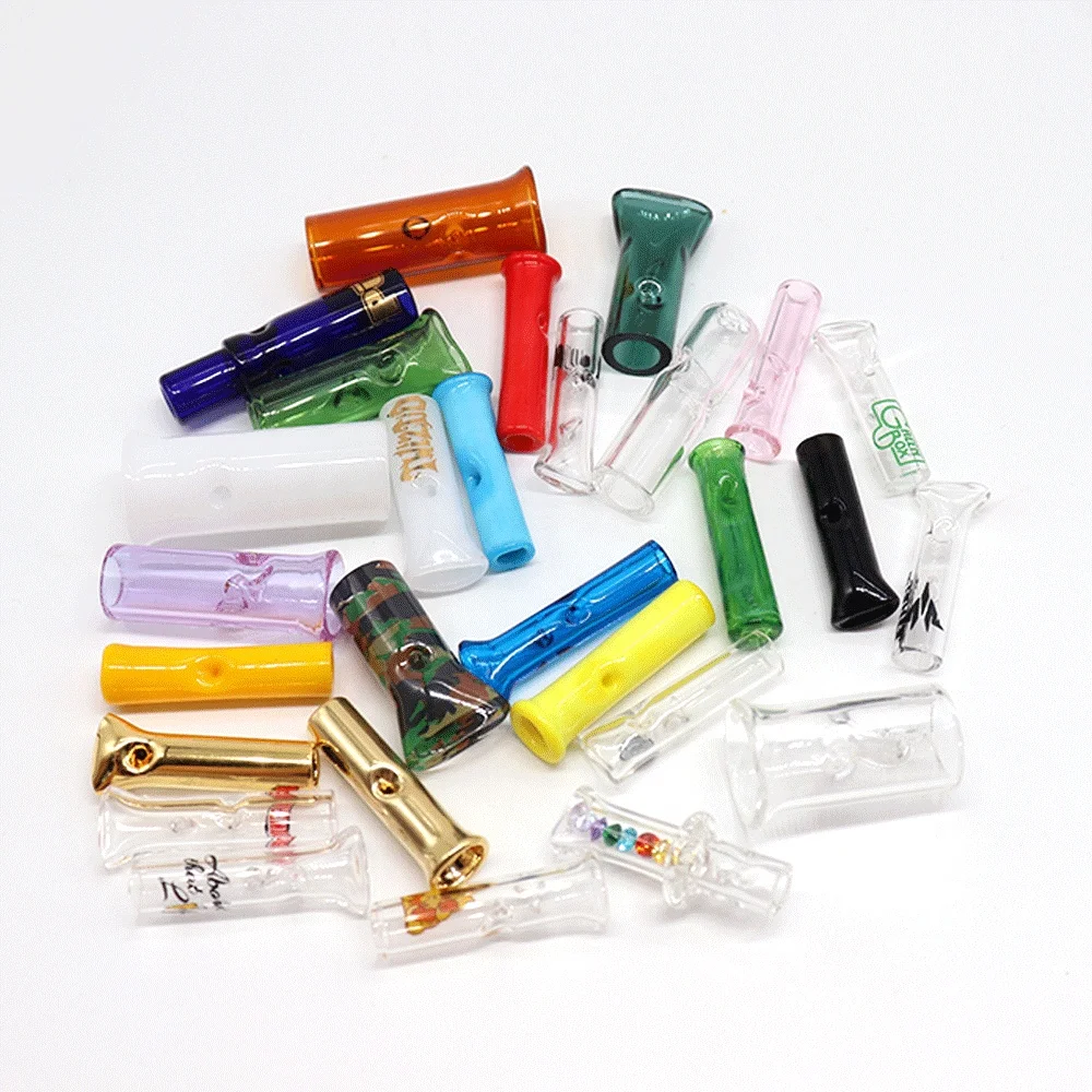 Clear flat glass filter tips 8mm rolling paper tips customize logo glass smoke tips/pipe