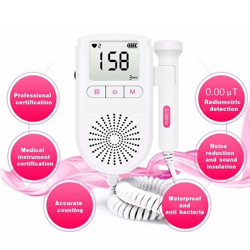 Medical Ultrasound Instruments Portable Monitors Hospital Fetal Doppler Monitor Baby Heartbeat Monitor