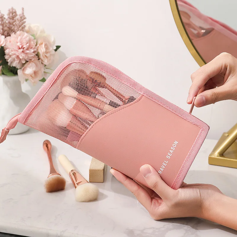DL5 Customized Logo Waterproof Oxford Fabric Vertical Makeup Brush Bag Fashion Multi-compartment Cosmetic Storage Bag