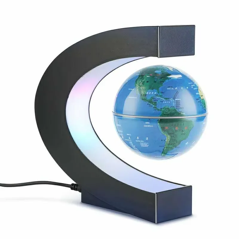 C-Shaped Maglev Globe with LED Lights Anti-Gravity World Map Light Globe