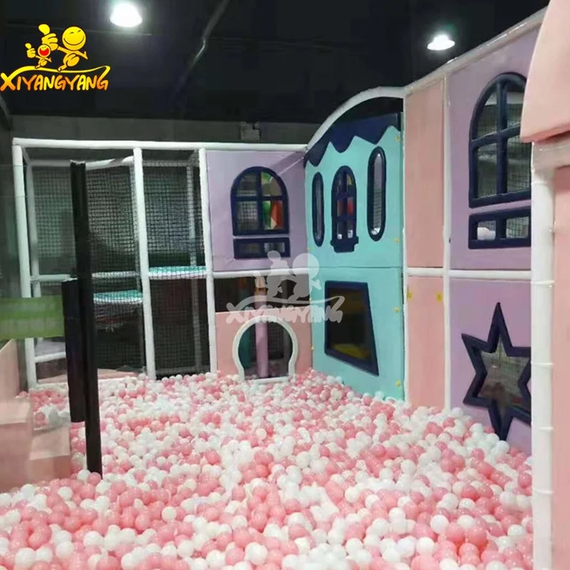 Funny maze kids indoor soft play area playground equipment children  amusement park with air gun and big slides for sale